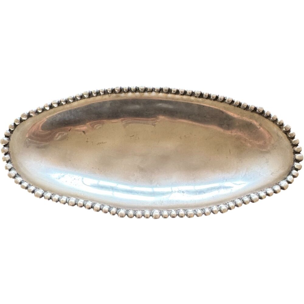 Lenox Organics Collection Bread Tray - Bead Trim Aluminum Serveware Metal 17.75"